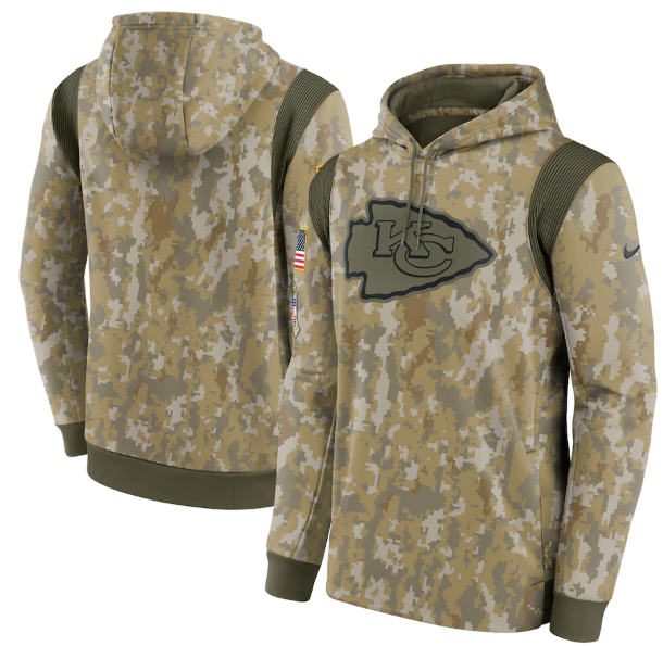 Men's Camo Kansas City Chiefs 2021 Salute To Service Therma Performance Pullover Hoodie
